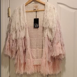 CHASER Fringed  Cardigan NWT, Sz M